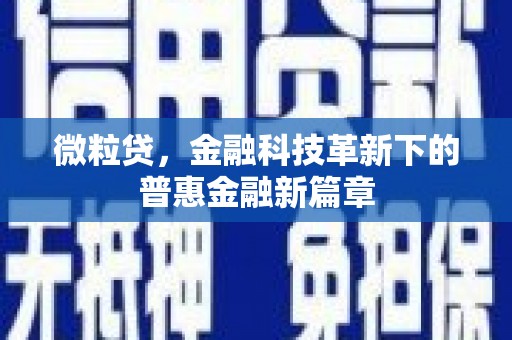 敦化微粒贷，金融科技革新下的普惠金融新篇章